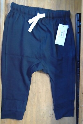 NWT TINY CITIZEN BUYBUYBABY Black Pants OEKO-TEX Organic 9-24 Mos UPICK Tie Cuff