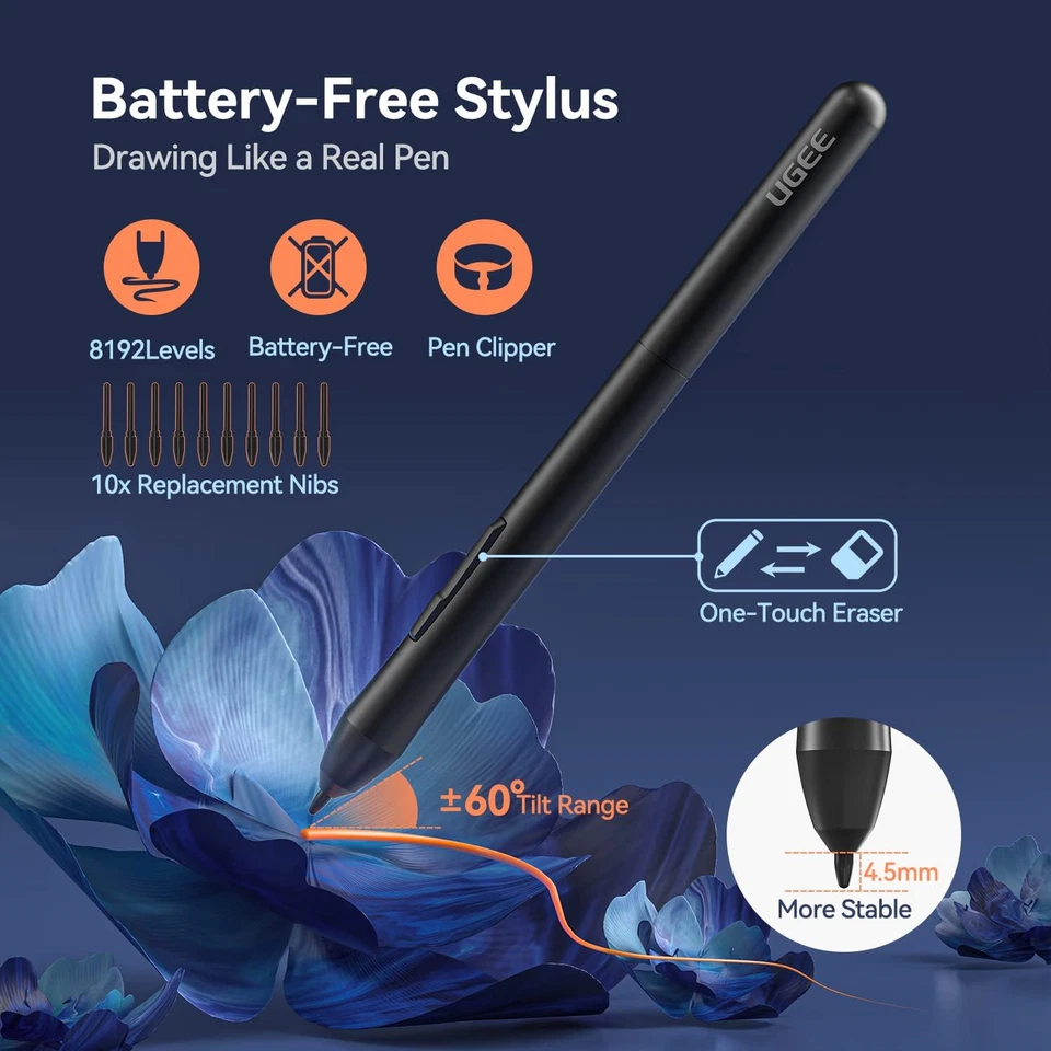 Portable Drawing Tablet with Battery-Free Stylus, 8192 Press Sensitivity, 10 Key - Image 3 of 4