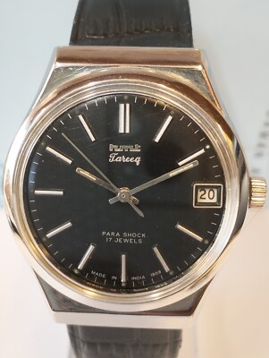 HMT TAREEQ 17 JEWELS WINDING BLACK DIAL 421030 INDIA MEN'S FULL WORKING VINTAGE
