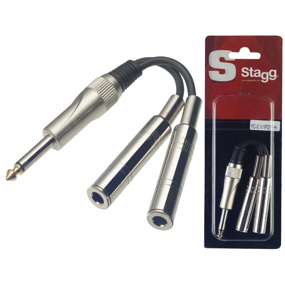 Stagg 1x Mono Jack to 2x Female Mono Plug Adapter Cable