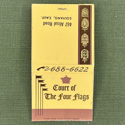 Vintage Matchbook Court of The Four Flags Solvang California Matches Unstruck