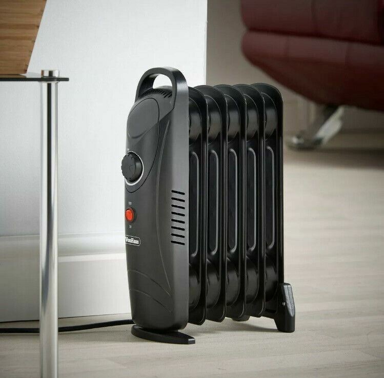 Black 6 Fin Oil Filled Radiator 800W Mini Electric Portable Heater ED | eBay