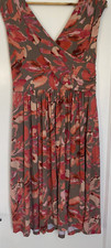 Ann Taylor multi color floral rayon blend crossover pleated lined dress M