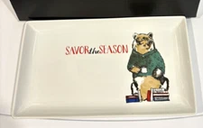 THE CELLAR "Savor the Season"  2-Ceramic Platters Holiday Serving Plates 13 1/2"