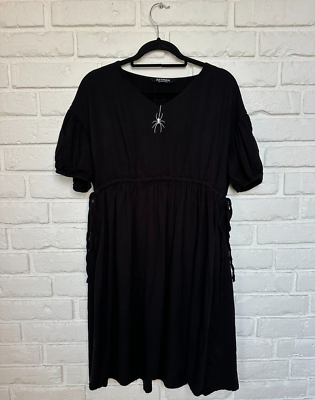 black short smock dress boohoo Women's Tie Waist Smock Dress in Black | Size: 4
