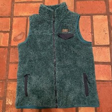 LL Bean Women  s Mountain Hi-Pile Fleece Vest Blue Green Sz MEDIUM Full Zip