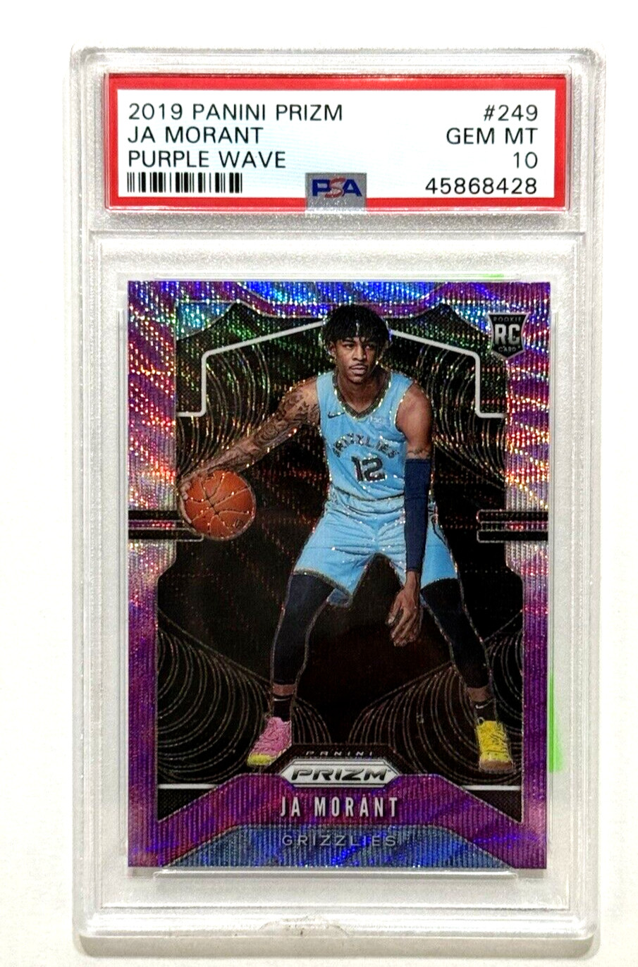 2019 Panini Prizm Purple Wave JA MORANT #249 Rookie RC (PSA 10 GEM MT)
