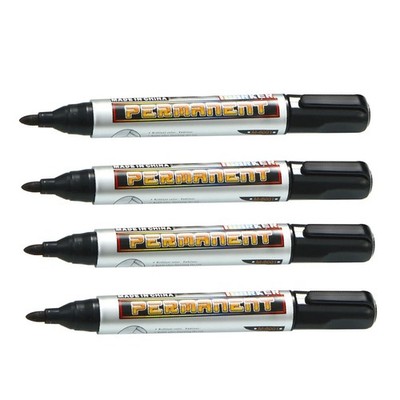 4 x Permanent Marker Stifte schwarz Marker Kugelspitze hochwertig wasserfest