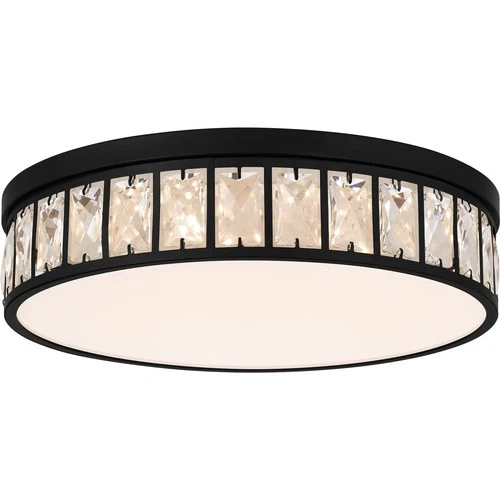 Quoizel GIB1615 Gibson 15"W LED Flush Mount Drum Crystal Ceiling - Black - Picture 1 of 5