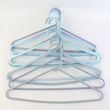 Lot of 10 Tubular Light Blue Hangers Standard Size for Closet Organization