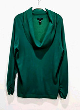 Alfani Sweater women's scoop neck long sleeve fitted sz L green knit