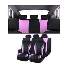 Car Seat Covers Full Set, Breathable Front and Rear Seat Covers with 2mm Pink