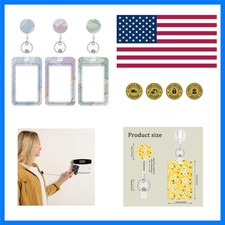 3 Set Heavy Duty Badge Holder with Retractable Reel,ID Badge Holder Key Card ...