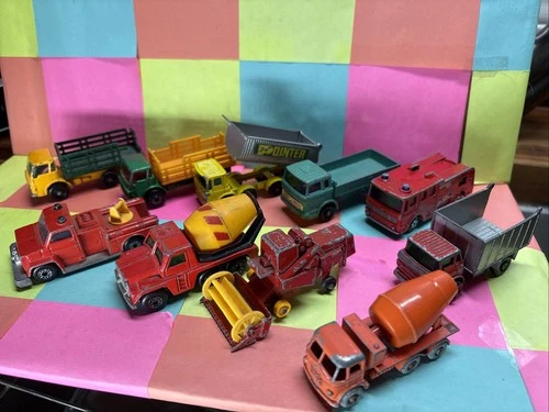 Vintage Lesney Matchbox Trucks/ Car. Lot Of 10 Made In England