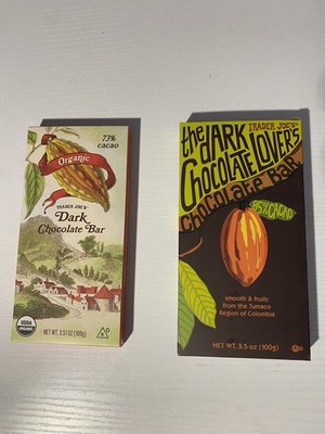 Trader Joe's Dark Chocolate Bars 2-Pack: 85% Cacao Tumaco & Organic 73% Cacao