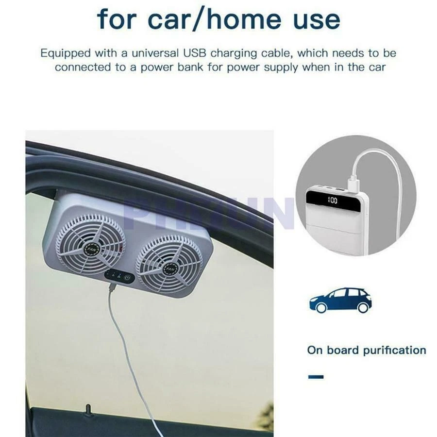 Portable Adjustable Car USB Charging Cooling Tool Air Circulation Exhaust Fan - Image 4 of 4