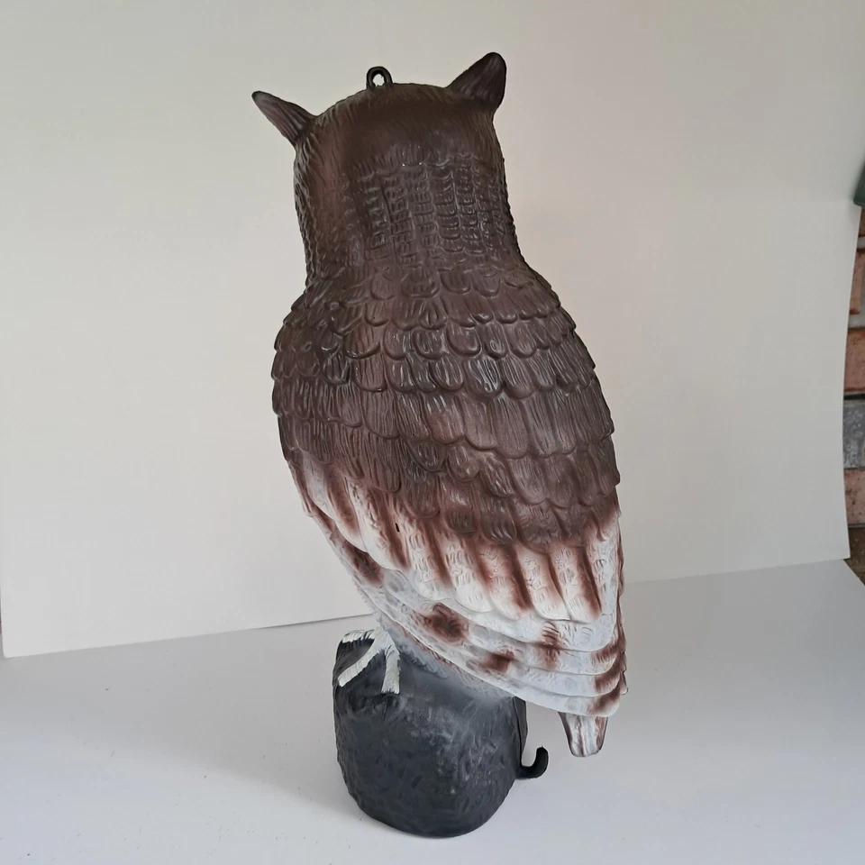 DE COLECCIÓN CEGADORA DE PÁJAROS 16” Molde soplado Búho Disuasor Plagas Jardín Granero Decoración de Halloween Foto 3 de 4