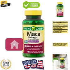 Spring Valley Organic Maca Capsules 500mg - 90 Count, Gluten-Free Supplement