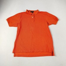 Lands' End Polo Shirt Boys Medium 10-12 Orange Pique Short Sleeve Cotton