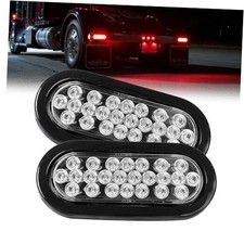6" Oval Clear Lens Red LED Trailer Tail Lights 2 Pack   2 Oval Clear Lens Red