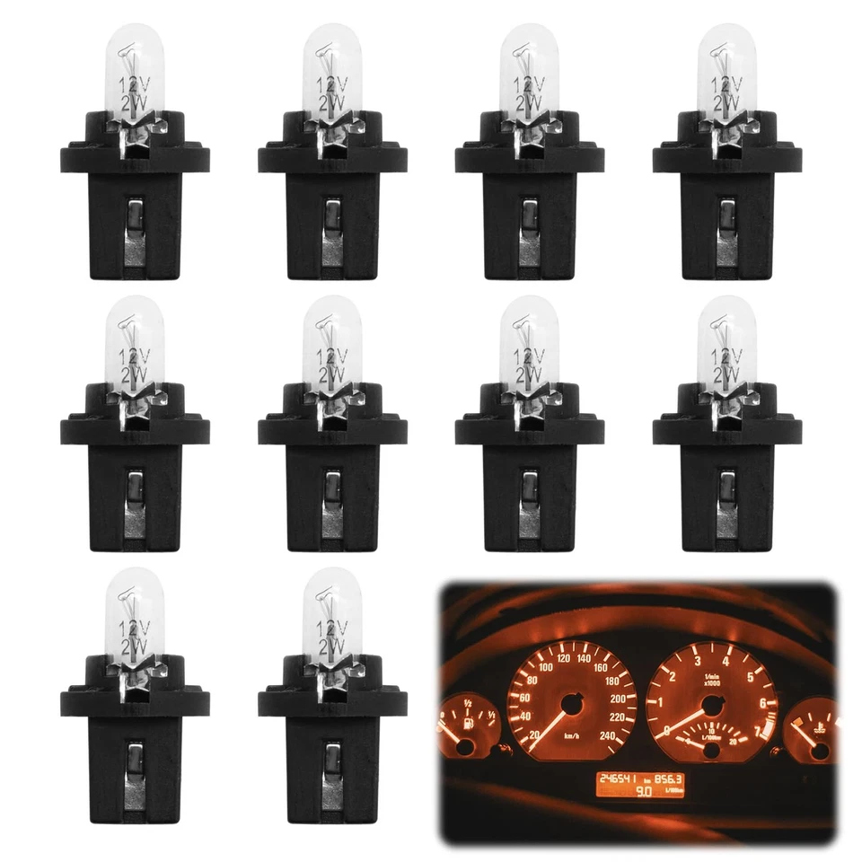 10 PCS Ampoule Tableau de Bord DC 12V 1,2W T5 Générique Compteur à Branchement - Photo 1/4