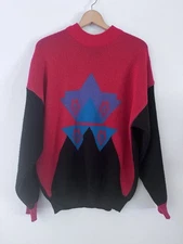 Vintage Gitano Sportswear Adult Mock Neck Sweater Red And Black Large