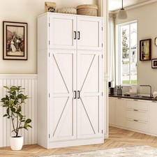 71 Tall Storage Cabinet Large Farmhouse Kitchen Pantry Storage Cabinet W/