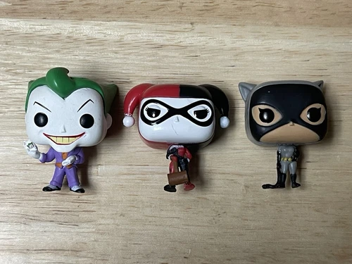 lot of 3 FUNKO POCKET POP BATMAN ANIMATED SERIES JOKER + HARLEY QUINN + CATWOMAN