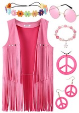 70s Outfits for Women Disco Hippie Costume Clothes Cowgirl Fringe Vest Vintage