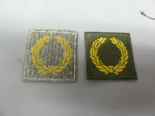 MILITARY PATCH US ARMY YELLOW WREATH VERY OLD MERITORIOUS UNIT CITATION WW2