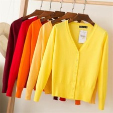 S M L Womens Girl Cardigan Long Sleeve Ladies Knitted Outwear Size PLUS SIZE New