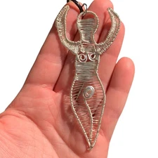 925 Sterling Silver Spiral Goddess Pendant Rose Quartz Handmade Pagan Jewelry