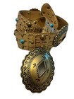 Kathy Van Zeeland Gold Concho Hornback Turquoise Western Belt Small