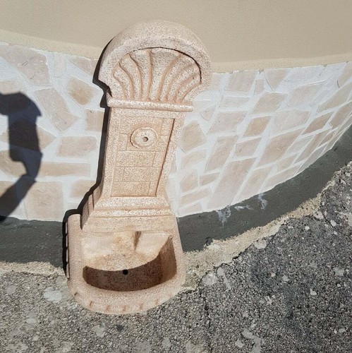 FONTANA A MURO DA PARETE PER ESTERNO GIARDINO H 96 CM IN CEMENTO MARMO PIETRA - Foto 10 di 11