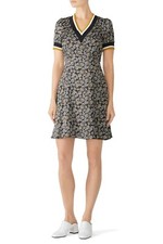 Slate & Willow Floral Varsity Trim V neck Mini Dress Sz 6 $298