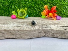 Black Onyx Droplet Ring Sterling Silver Solitaire Set Pear Simple Gemstone Ring