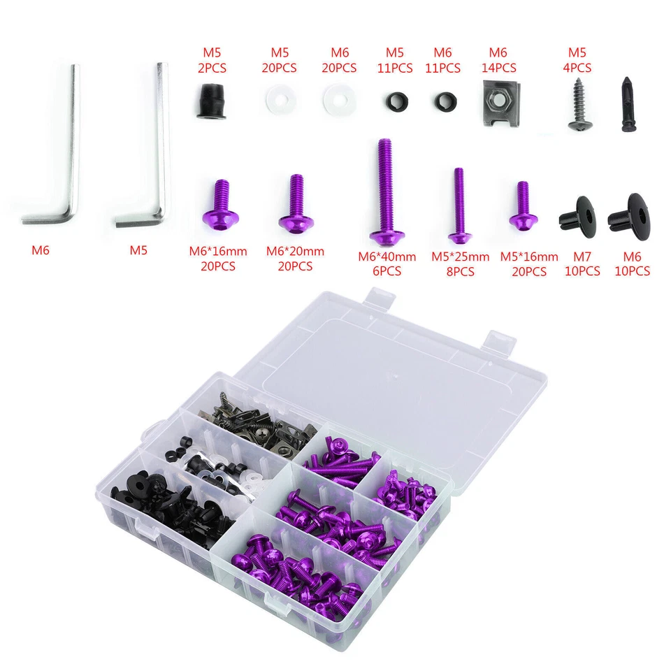 Purple Fairing Bolts Screws Kit For Yamaha YZF R6 R1 R25 R125 R3 T-MAX MT XJR A Foto 3 de 4
