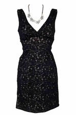 VALERIE BERTINELLI Black Lace Sleeveless Party/Cocktail Mini Dress UK 8