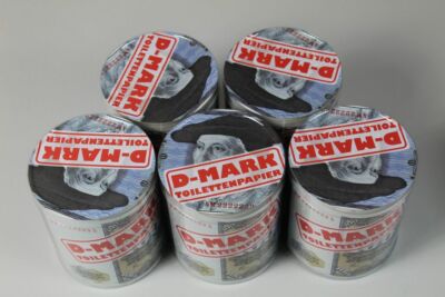5 Rollen 100 DM Toilettenpapier in PVC Dose - Ges. ca. 120 Mtr -. je ca. 24 Mtr
