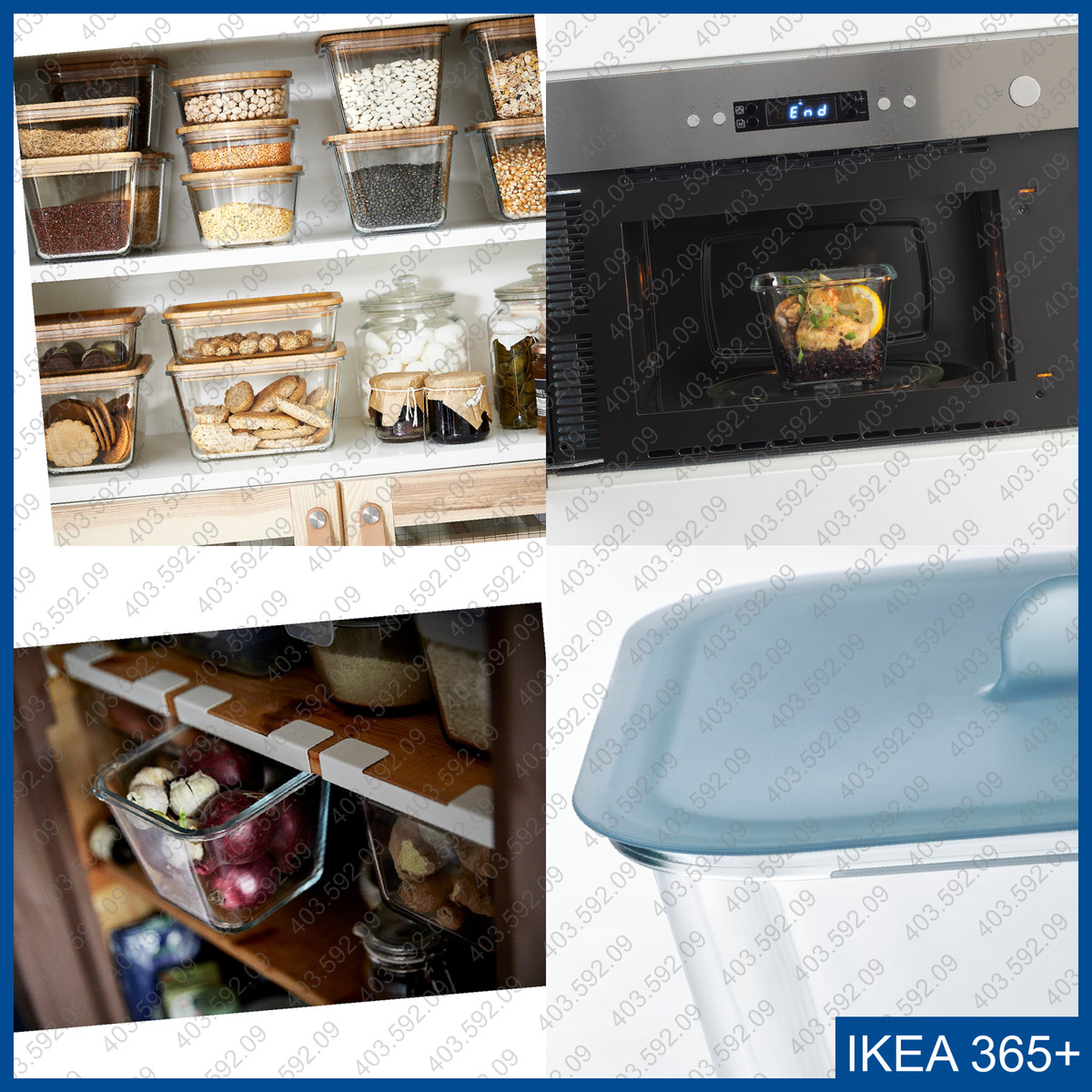 IKEA 365+ Food container with lid, square/glass, 6 oz - IKEA