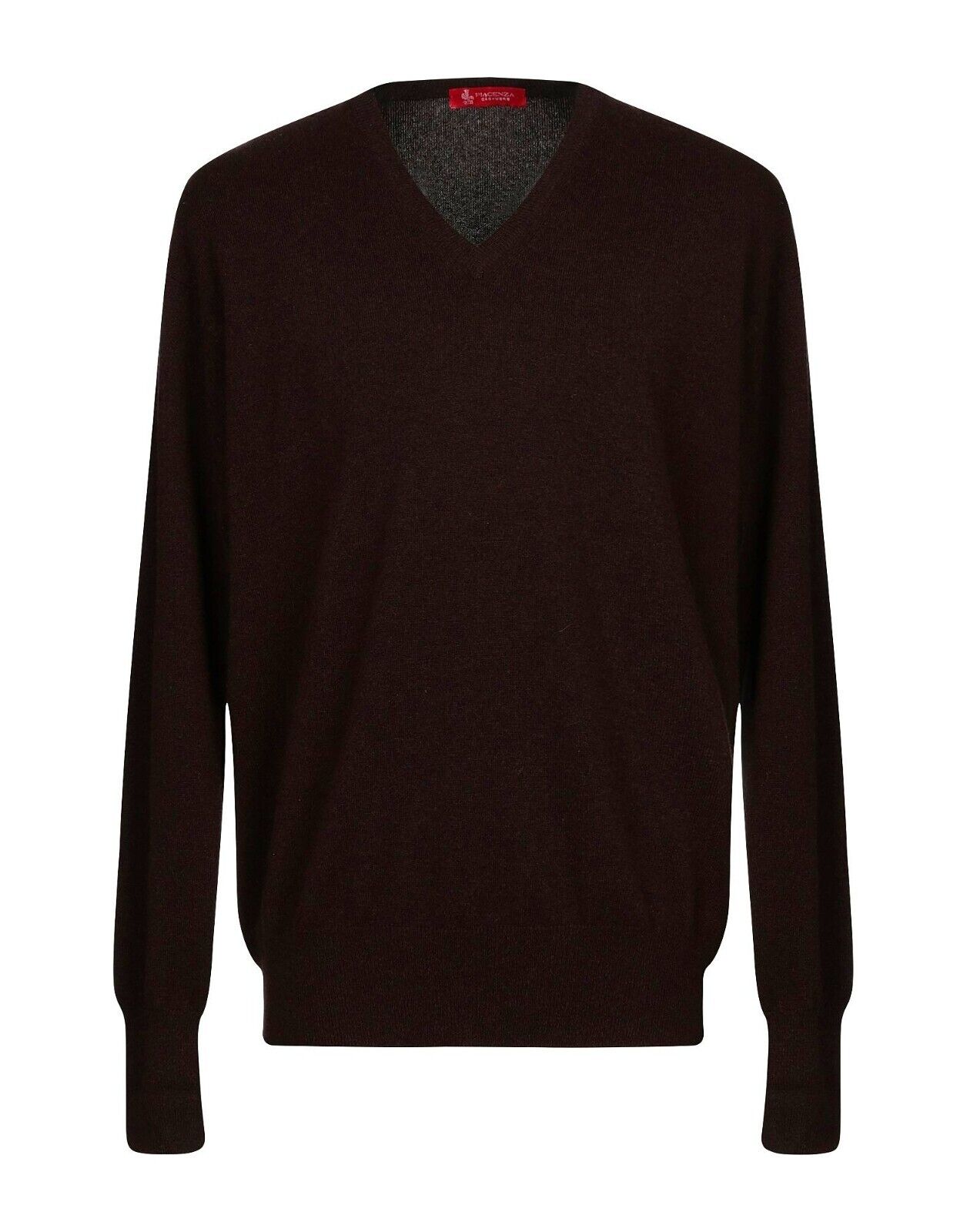 Image of PIACENZA 1733 New Men s Sweater V-Neck Brown Size 58 Pure Cashmere Made in Italy