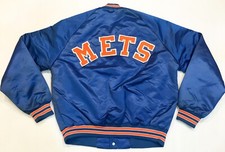 Vintage Chalk Line MLB New York Mets Bomber Satin Jacket M Blue USA Spell Out