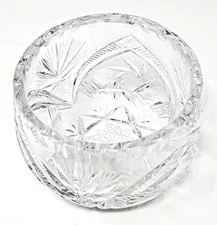 Pinwheel Motif American Brilliant Period Cut Glass Small Bowl - Vtg Home Decor