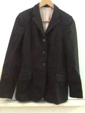 BEVAL GRAND PRIX HUNT COAT SIZE 12 NAVY BLUE With Colored Pinstripes