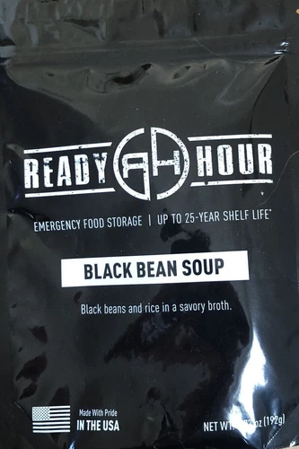 Black Bean Soup 4 Serving Emergency Survival Food Pouch Kits 25 Year Shelf Life