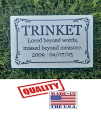 CUSTOM ENGRAVED STONE PET MEMORIAL HEADSTONE DOG CAT GRAVE MARKER PLAQUE