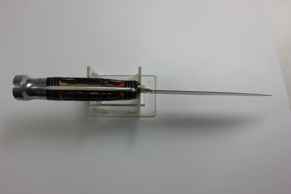 Vintage WESTERN Mod SH48A Stag Grip Hunting Knife 4.50” Blade W/Sheath