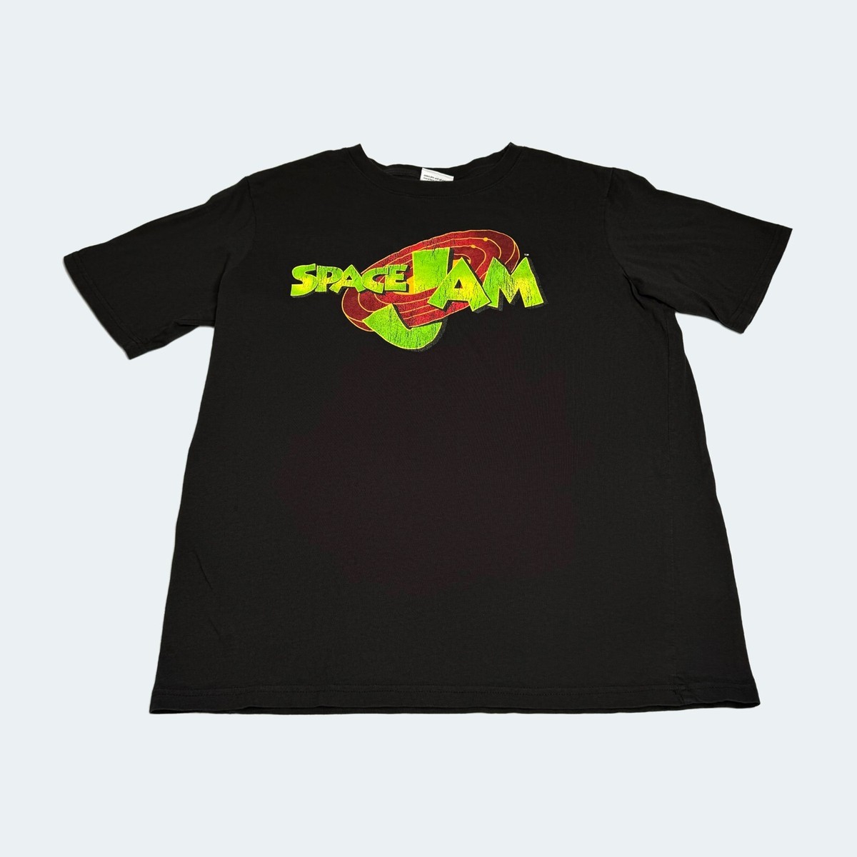 Vintage 1996 Space Jam Movie Logo Promo Shirt Black Size Medium 