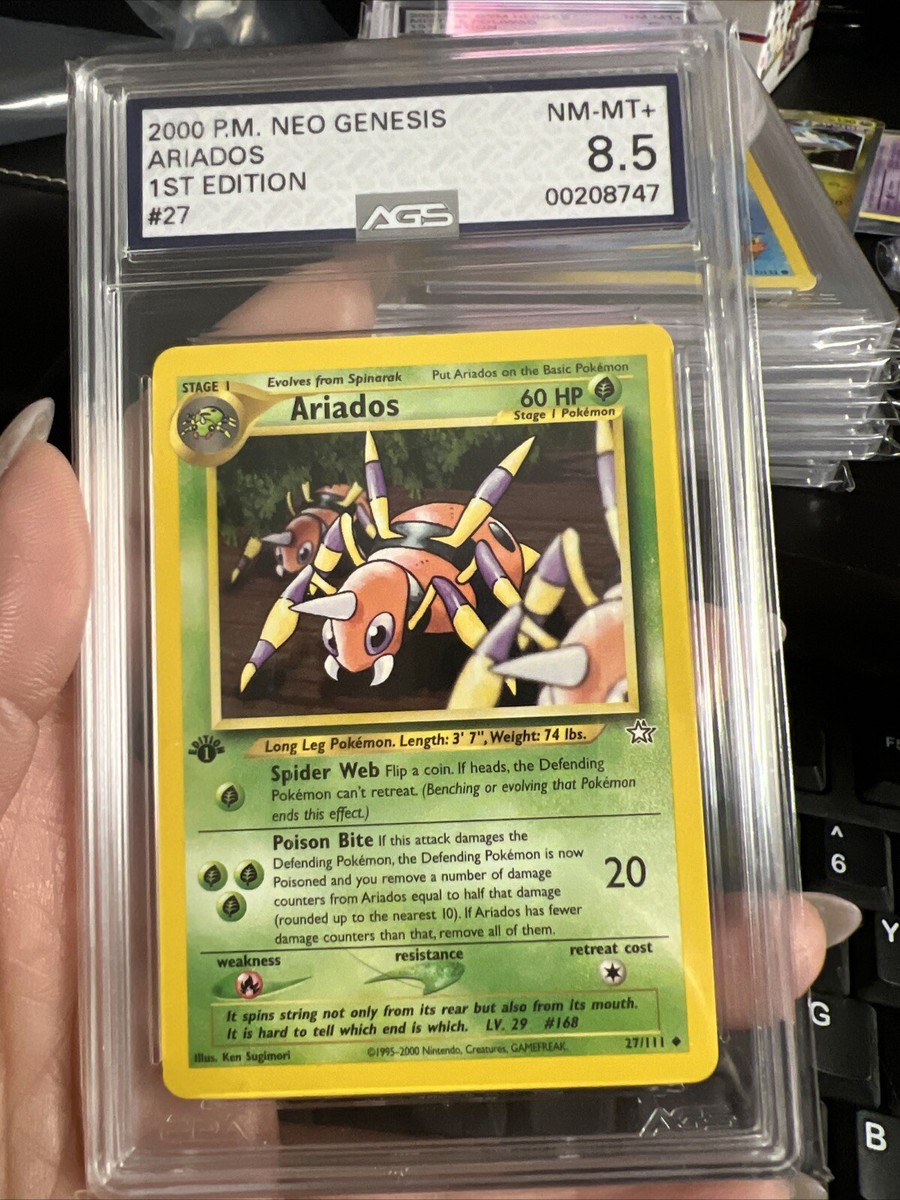 2000 Pokémon Neo Genesis 1st Edition Ariados 27/111 Graded AGS 8.5