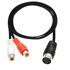 Din 5 Pin to RCA Cable 5-Pin Din Male to 2 RCA Phono Female Plugs Audio Cable fo
